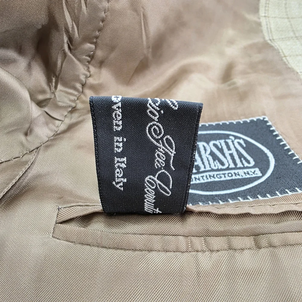 Quiet Luxury Canali Wool Blazer Mens 52L Tan Plaid Made in Italy Sport Coat - Picture 5 of 16